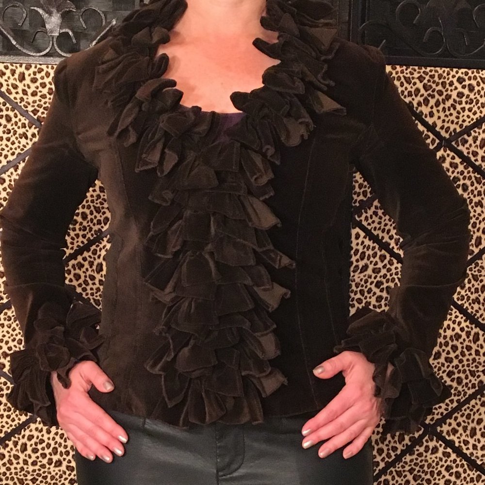 Classy Anne Fontaine velvet blazer - corset back!